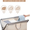 image:imageSTORAGE MANIAC 160L Collapsible Laundry Hamper with Wheels Rolling Laundry Basket Heavy Duty Cloth Sorter with Removable Bag Folding X Frame Clothes Organizer Cart for Easy to Store 3 SectionBeige