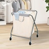 image:imageSTORAGE MANIAC 160L Collapsible Laundry Hamper with Wheels Rolling Laundry Basket Heavy Duty Cloth Sorter with Removable Bag Folding X Frame Clothes Organizer Cart for Easy to Store 3 SectionBeige