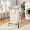 image:imageSTORAGE MANIAC 160L Collapsible Laundry Hamper with Wheels Rolling Laundry Basket Heavy Duty Cloth Sorter with Removable Bag Folding X Frame Clothes Organizer Cart for Easy to Store 3 SectionBeige