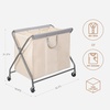 image:imageSTORAGE MANIAC 160L Collapsible Laundry Hamper with Wheels Rolling Laundry Basket Heavy Duty Cloth Sorter with Removable Bag Folding X Frame Clothes Organizer Cart for Easy to Store 3 SectionBeige