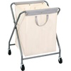 image:imageSTORAGE MANIAC 160L Collapsible Laundry Hamper with Wheels Rolling Laundry Basket Heavy Duty Cloth Sorter with Removable Bag Folding X Frame Clothes Organizer Cart for Easy to Store 3 SectionBeige