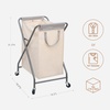 image:imageSTORAGE MANIAC 160L Collapsible Laundry Hamper with Wheels Rolling Laundry Basket Heavy Duty Cloth Sorter with Removable Bag Folding X Frame Clothes Organizer Cart for Easy to Store 3 SectionBeige