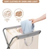image:imageSTORAGE MANIAC 160L Collapsible Laundry Hamper with Wheels Rolling Laundry Basket Heavy Duty Cloth Sorter with Removable Bag Folding X Frame Clothes Organizer Cart for Easy to Store 3 SectionBeige