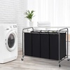 image:imageSTORAGE MANIAC 3 Section Laundry Sorter 356 Gal 135 L Laundry Hamper Cart with Heavy Duty Rolling Lockable Wheels and Removable Bags Clothes Organizer Basket Separator Hamper GrayBlack