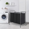 image:imageSTORAGE MANIAC 3 Section Laundry Sorter 356 Gal 135 L Laundry Hamper Cart with Heavy Duty Rolling Lockable Wheels and Removable Bags Clothes Organizer Basket Separator Hamper GrayBlack