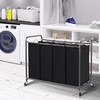 image:imageSTORAGE MANIAC 3 Section Laundry Sorter 356 Gal 135 L Laundry Hamper Cart with Heavy Duty Rolling Lockable Wheels and Removable Bags Clothes Organizer Basket Separator Hamper GrayBlack