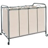 image:imageSTORAGE MANIAC 3 Section Laundry Sorter 356 Gal 135 L Laundry Hamper Cart with Heavy Duty Rolling Lockable Wheels and Removable Bags Clothes Organizer Basket Separator Hamper GrayBeige