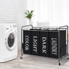 image:imageSTORAGE MANIAC 3 Section Laundry Sorter 356 Gal 135 L Laundry Hamper Cart with Heavy Duty Rolling Lockable Wheels and Removable Bags Clothes Organizer Basket Separator Hamper GrayLable Black