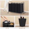 image:imageSTORAGE MANIAC 3 Section Laundry Sorter 356 Gal 135 L Laundry Hamper Cart with Heavy Duty Rolling Lockable Wheels and Removable Bags Clothes Organizer Basket Separator Hamper GrayBlack