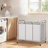 image:imageSTORAGE MANIAC 3 Section Laundry Sorter 356 Gal 135 L Laundry Hamper Cart with Heavy Duty Rolling Lockable Wheels and Removable Bags Clothes Organizer Basket Separator Hamper GrayGray