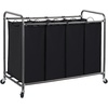 image:imageSTORAGE MANIAC 3 Section Laundry Sorter 356 Gal 135 L Laundry Hamper Cart with Heavy Duty Rolling Lockable Wheels and Removable Bags Clothes Organizer Basket Separator Hamper GrayBlack