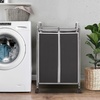 image:imageSTORAGE MANIAC 3 Section Laundry Sorter 356 Gal 135 L Laundry Hamper Cart with Heavy Duty Rolling Lockable Wheels and Removable Bags Clothes Organizer Basket Separator Hamper GrayBlack