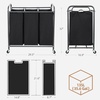 image:imageSTORAGE MANIAC 3 Section Laundry Sorter 356 Gal 135 L Laundry Hamper Cart with Heavy Duty Rolling Lockable Wheels and Removable Bags Clothes Organizer Basket Separator Hamper GrayBlack