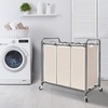 image:imageSTORAGE MANIAC 3 Section Laundry Sorter 356 Gal 135 L Laundry Hamper Cart with Heavy Duty Rolling Lockable Wheels and Removable Bags Clothes Organizer Basket Separator Hamper GrayBeige