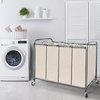 image:imageSTORAGE MANIAC 3 Section Laundry Sorter 356 Gal 135 L Laundry Hamper Cart with Heavy Duty Rolling Lockable Wheels and Removable Bags Clothes Organizer Basket Separator Hamper GrayBeige
