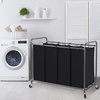 image:imageSTORAGE MANIAC 3 Section Laundry Sorter 356 Gal 135 L Laundry Hamper Cart with Heavy Duty Rolling Lockable Wheels and Removable Bags Clothes Organizer Basket Separator Hamper GrayBlack