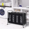 image:imageSTORAGE MANIAC 3 Section Laundry Sorter 356 Gal 135 L Laundry Hamper Cart with Heavy Duty Rolling Lockable Wheels and Removable Bags Clothes Organizer Basket Separator Hamper GrayLable Black