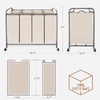 image:imageSTORAGE MANIAC 3 Section Laundry Sorter 356 Gal 135 L Laundry Hamper Cart with Heavy Duty Rolling Lockable Wheels and Removable Bags Clothes Organizer Basket Separator Hamper GrayBeige
