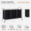 image:imageSTORAGE MANIAC 3 Section Laundry Sorter 356 Gal 135 L Laundry Hamper Cart with Heavy Duty Rolling Lockable Wheels and Removable Bags Clothes Organizer Basket Separator Hamper GrayBlack