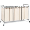 image:imageSTORAGE MANIAC 3 Section Laundry Sorter 356 Gal 135 L Laundry Hamper Cart with Heavy Duty Rolling Lockable Wheels and Removable Bags Clothes Organizer Basket Separator Hamper GrayBeige