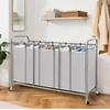 image:imageSTORAGE MANIAC 3 Section Laundry Sorter 356 Gal 135 L Laundry Hamper Cart with Heavy Duty Rolling Lockable Wheels and Removable Bags Clothes Organizer Basket Separator Hamper GrayGray