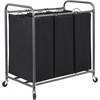 image:imageSTORAGE MANIAC 3 Section Laundry Sorter 356 Gal 135 L Laundry Hamper Cart with Heavy Duty Rolling Lockable Wheels and Removable Bags Clothes Organizer Basket Separator Hamper GrayBlack