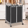 image:imageSTORAGE MANIAC 3 Section Laundry Sorter 356 Gal 135 L Laundry Hamper Cart with Heavy Duty Rolling Lockable Wheels and Removable Bags Clothes Organizer Basket Separator Hamper GrayBlack