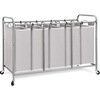 image:imageSTORAGE MANIAC 3 Section Laundry Sorter 356 Gal 135 L Laundry Hamper Cart with Heavy Duty Rolling Lockable Wheels and Removable Bags Clothes Organizer Basket Separator Hamper GrayGray