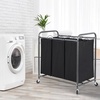image:imageSTORAGE MANIAC 3 Section Laundry Sorter 356 Gal 135 L Laundry Hamper Cart with Heavy Duty Rolling Lockable Wheels and Removable Bags Clothes Organizer Basket Separator Hamper GrayBlack