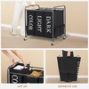 image:imageSTORAGE MANIAC 3 Section Laundry Sorter 356 Gal 135 L Laundry Hamper Cart with Heavy Duty Rolling Lockable Wheels and Removable Bags Clothes Organizer Basket Separator Hamper GrayLable Black