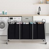 image:imageSTORAGE MANIAC 3 Section Laundry Sorter 356 Gal 135 L Laundry Hamper Cart with Heavy Duty Rolling Lockable Wheels and Removable Bags Clothes Organizer Basket Separator Hamper GrayBlack