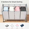 image:imageSTORAGE MANIAC 3 Section Laundry Sorter 356 Gal 135 L Laundry Hamper Cart with Heavy Duty Rolling Lockable Wheels and Removable Bags Clothes Organizer Basket Separator Hamper GrayGray