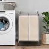 image:imageSTORAGE MANIAC 3 Section Laundry Sorter 356 Gal 135 L Laundry Hamper Cart with Heavy Duty Rolling Lockable Wheels and Removable Bags Clothes Organizer Basket Separator Hamper GrayBeige