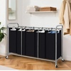 image:imageSTORAGE MANIAC 3 Section Laundry Sorter 356 Gal 135 L Laundry Hamper Cart with Heavy Duty Rolling Lockable Wheels and Removable Bags Clothes Organizer Basket Separator Hamper GrayBlack