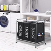 image:imageSTORAGE MANIAC 3 Section Laundry Sorter 356 Gal 135 L Laundry Hamper Cart with Heavy Duty Rolling Lockable Wheels and Removable Bags Clothes Organizer Basket Separator Hamper GrayLable Black