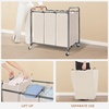 image:imageSTORAGE MANIAC 3 Section Laundry Sorter 356 Gal 135 L Laundry Hamper Cart with Heavy Duty Rolling Lockable Wheels and Removable Bags Clothes Organizer Basket Separator Hamper GrayBeige