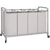 image:imageSTORAGE MANIAC 3 Section Laundry Sorter 356 Gal 135 L Laundry Hamper Cart with Heavy Duty Rolling Lockable Wheels and Removable Bags Clothes Organizer Basket Separator Hamper GrayGray