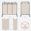 image:imageSTORAGE MANIAC 3 Section Laundry Sorter 356 Gal 135 L Laundry Hamper Cart with Heavy Duty Rolling Lockable Wheels and Removable Bags Clothes Organizer Basket Separator Hamper GrayBeige