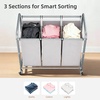 image:imageSTORAGE MANIAC 3 Section Laundry Sorter 356 Gal 135 L Laundry Hamper Cart with Heavy Duty Rolling Lockable Wheels and Removable Bags Clothes Organizer Basket Separator Hamper GrayGray