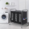 image:imageSTORAGE MANIAC 3 Section Laundry Sorter 356 Gal 135 L Laundry Hamper Cart with Heavy Duty Rolling Lockable Wheels and Removable Bags Clothes Organizer Basket Separator Hamper GrayLable Black