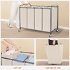 image:imageSTORAGE MANIAC 3 Section Laundry Sorter 356 Gal 135 L Laundry Hamper Cart with Heavy Duty Rolling Lockable Wheels and Removable Bags Clothes Organizer Basket Separator Hamper GrayBeige