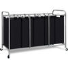 image:imageSTORAGE MANIAC 3 Section Laundry Sorter 356 Gal 135 L Laundry Hamper Cart with Heavy Duty Rolling Lockable Wheels and Removable Bags Clothes Organizer Basket Separator Hamper GrayBlack
