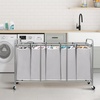 image:imageSTORAGE MANIAC 3 Section Laundry Sorter 356 Gal 135 L Laundry Hamper Cart with Heavy Duty Rolling Lockable Wheels and Removable Bags Clothes Organizer Basket Separator Hamper GrayGray