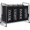 image:imageSTORAGE MANIAC 3 Section Laundry Sorter 356 Gal 135 L Laundry Hamper Cart with Heavy Duty Rolling Lockable Wheels and Removable Bags Clothes Organizer Basket Separator Hamper GrayLable Black