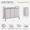 image:imageSTORAGE MANIAC 3 Section Laundry Sorter 356 Gal 135 L Laundry Hamper Cart with Heavy Duty Rolling Lockable Wheels and Removable Bags Clothes Organizer Basket Separator Hamper GrayGray