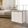 image:imageSTORAGE MANIAC 3 Section Laundry Sorter 356 Gal 135 L Laundry Hamper Cart with Heavy Duty Rolling Lockable Wheels and Removable Bags Clothes Organizer Basket Separator Hamper GrayBeige