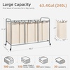 image:imageSTORAGE MANIAC 3 Section Laundry Sorter 356 Gal 135 L Laundry Hamper Cart with Heavy Duty Rolling Lockable Wheels and Removable Bags Clothes Organizer Basket Separator Hamper GrayBeige
