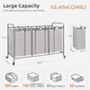 image:imageSTORAGE MANIAC 3 Section Laundry Sorter 356 Gal 135 L Laundry Hamper Cart with Heavy Duty Rolling Lockable Wheels and Removable Bags Clothes Organizer Basket Separator Hamper GrayGray