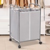 image:imageSTORAGE MANIAC 3 Section Laundry Sorter 356 Gal 135 L Laundry Hamper Cart with Heavy Duty Rolling Lockable Wheels and Removable Bags Clothes Organizer Basket Separator Hamper GrayGray