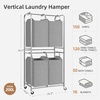 image:imageSTORAGE MANIAC 4 Section Vertical Laundry Hamper 2 Tier Laundry Sorter with 4 Removable Tote Bags Rolling Clothes Basket for Towels Blankets Tall Dirty Clothes Hamper for Closet 4 Bags GrayGray